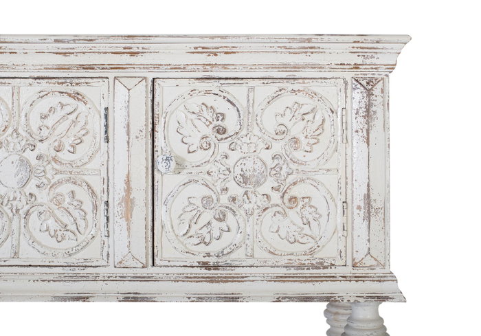 GINER Y COLOMER Console en bois de manguier blanc décapé